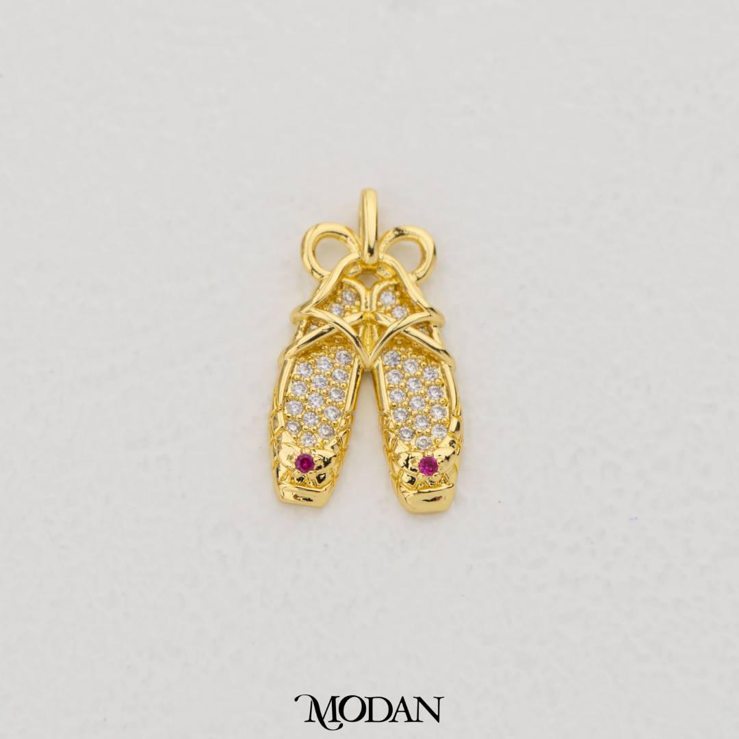 Micro Paved Flat Shoes Pendant DIY Pendant Liontin Sepatu Lucu Hypoallergenic Gold Filled