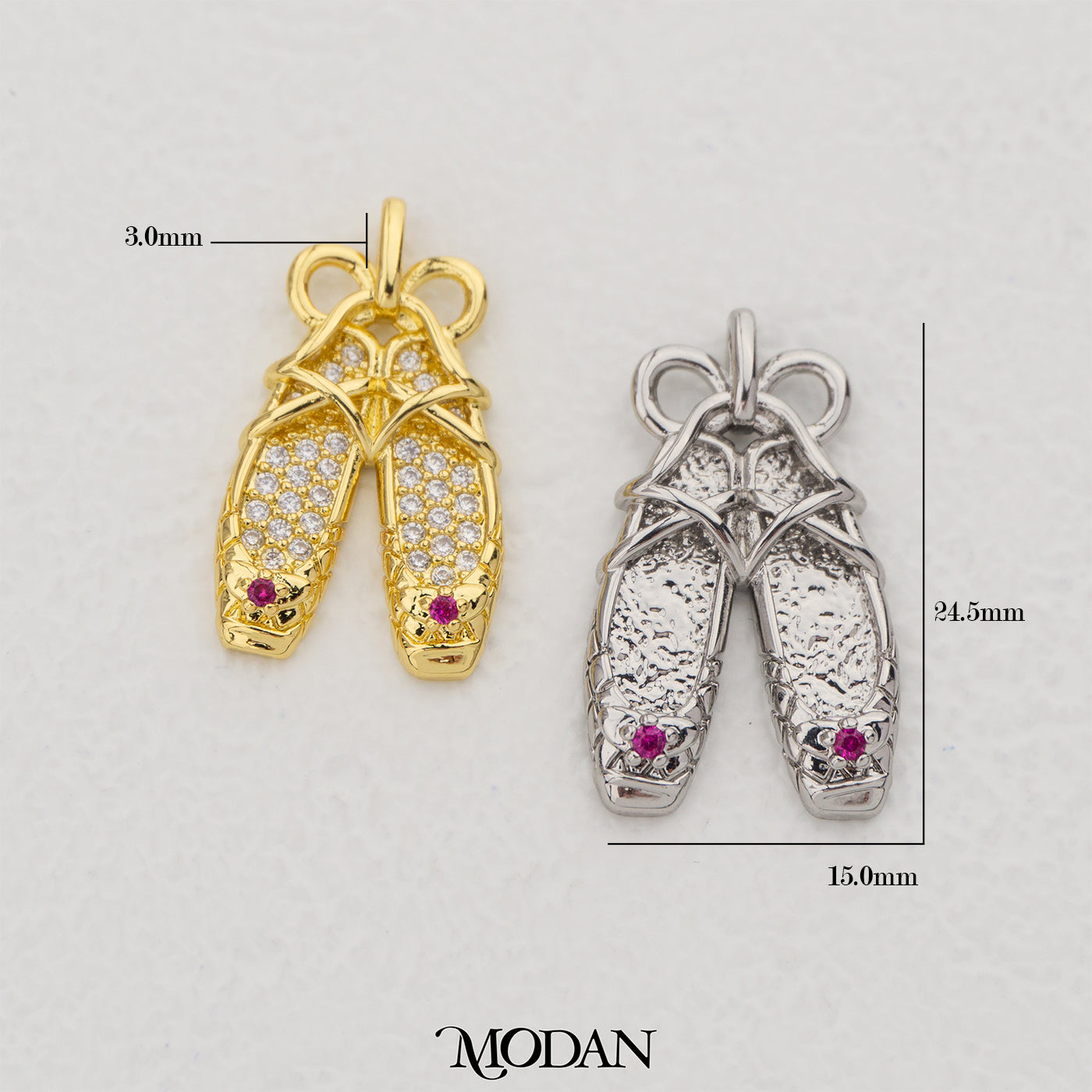 Fuchsia Girlie Flat Shoes Pendant DIY Pendant Liontin Sepatu Lucu Hypoallergenic Gold Filled