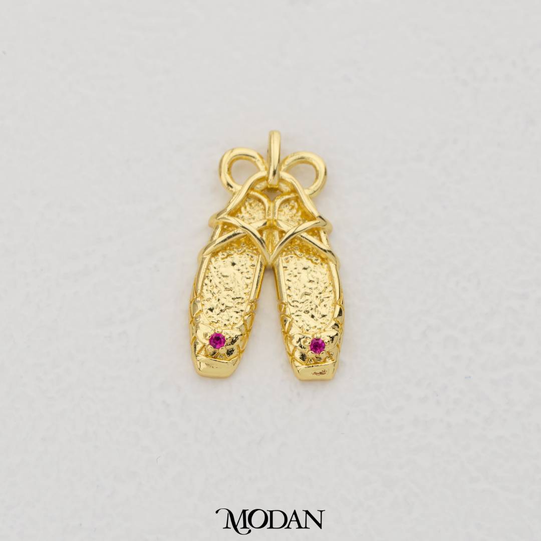Fuchsia Girlie Flat Shoes Pendant DIY Pendant Liontin Sepatu Lucu Hypoallergenic Gold Filled
