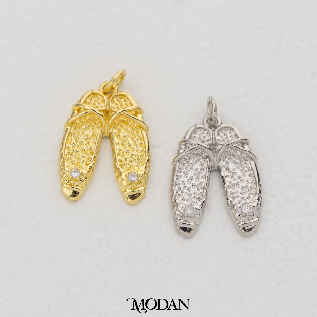 Clear Girlie Flat Shoes Pendant DIY Pendant Liontin Sepatu Lucu Hypoallergenic Gold Filled