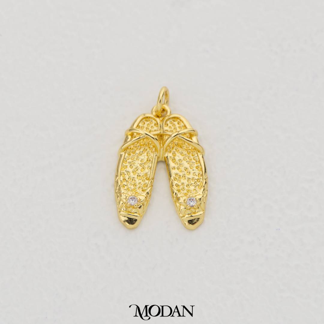 Clear Girlie Flat Shoes Pendant DIY Pendant Liontin Sepatu Lucu Hypoallergenic Gold Filled
