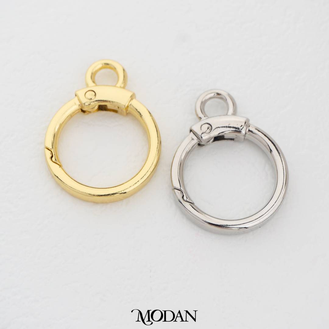 36mm Round Push Carabiner Hook for Bag Charms DIY Pengait Bulat Dorong untuk Liontin Tas Hypoallergenic Gold Filled
