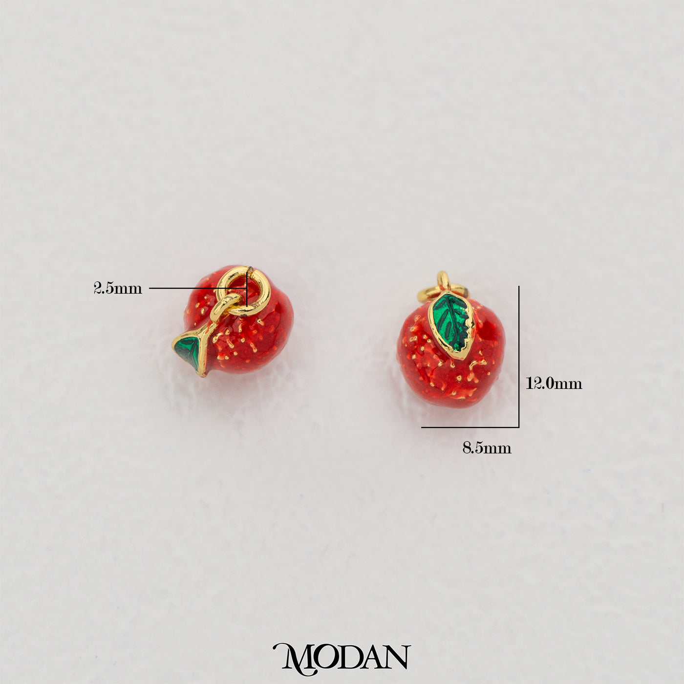Mini Apple Textured Enamel Pendant DIY Pendant Liontin Buah Apel Kecil Bertekstur Hypoallergenic Gold Filled