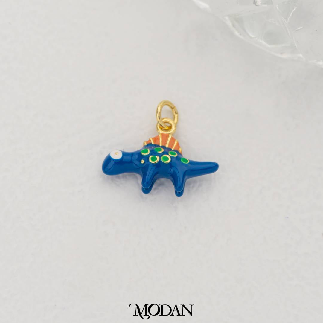 Blue Dinosaur Enamel Pendant DIY Pendant Liontin Dinosaurus Lucu Hypoallergenic Gold Filled