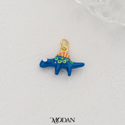 Blue Dinosaur Enamel Pendant DIY Pendant Liontin Dinosaurus Lucu Hypoallergenic Gold Filled