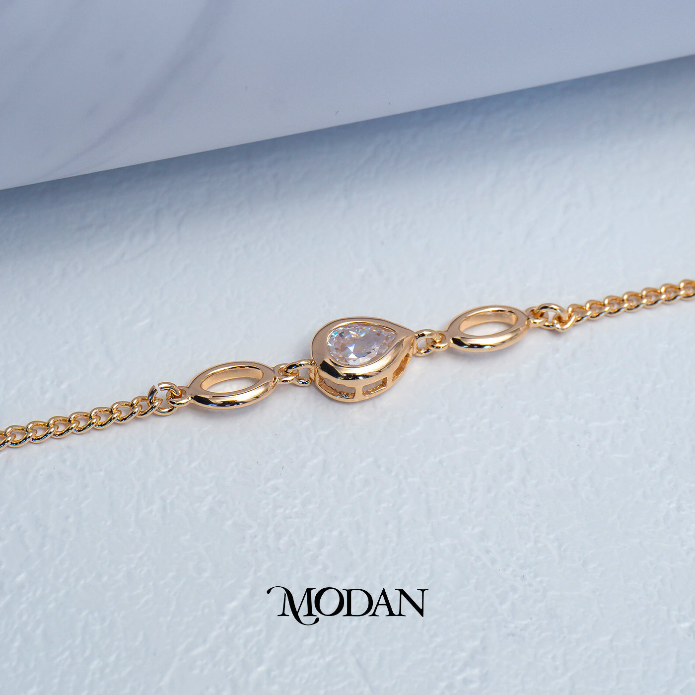 (17cm) Titanium Rosegold Bezel Set Oval Link Chain Bracelet Gelang Hypoallergenic Stainless Steel