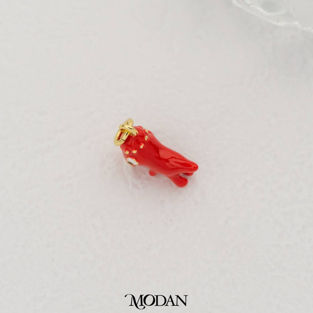 Red Dinosaur T-Rex Enamel Pendant DIY Pendant Liontin Dinosaurus Lucu Hypoallergenic Gold Filled
