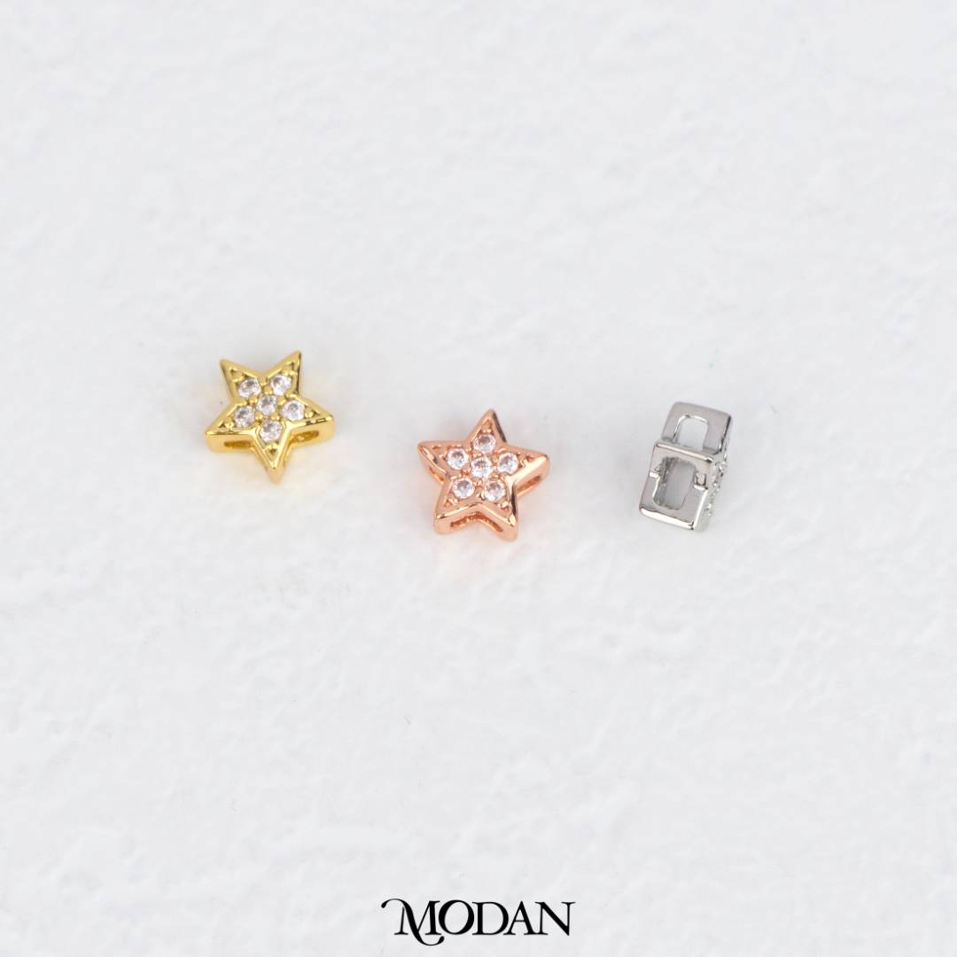Mini Celestial Sparkling Star DIY Beads Charm Manik Bintang Hypoallergenic Gold Filled