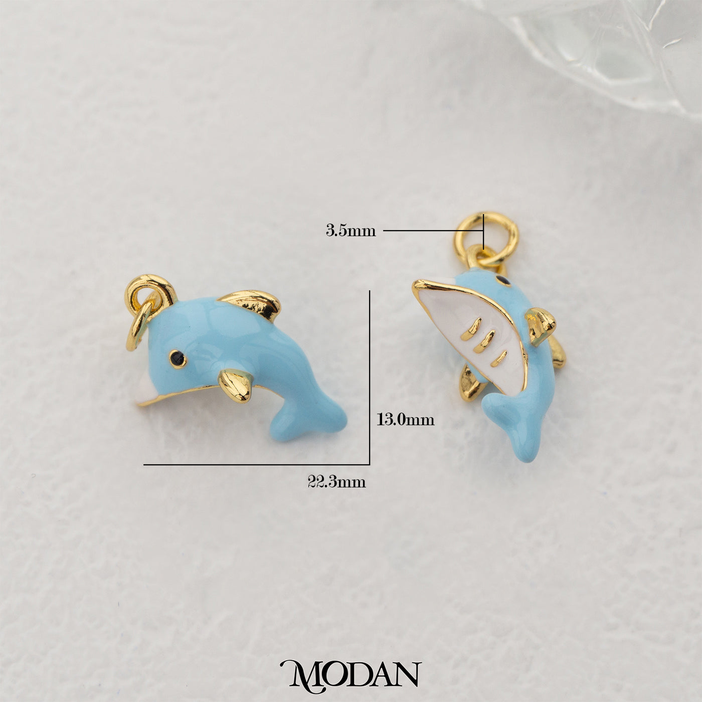 Blue Dolphin Enamel Pendant DIY Pendant Liontin Lumba - Lumba Lucu Hypoallergenic Gold Filled