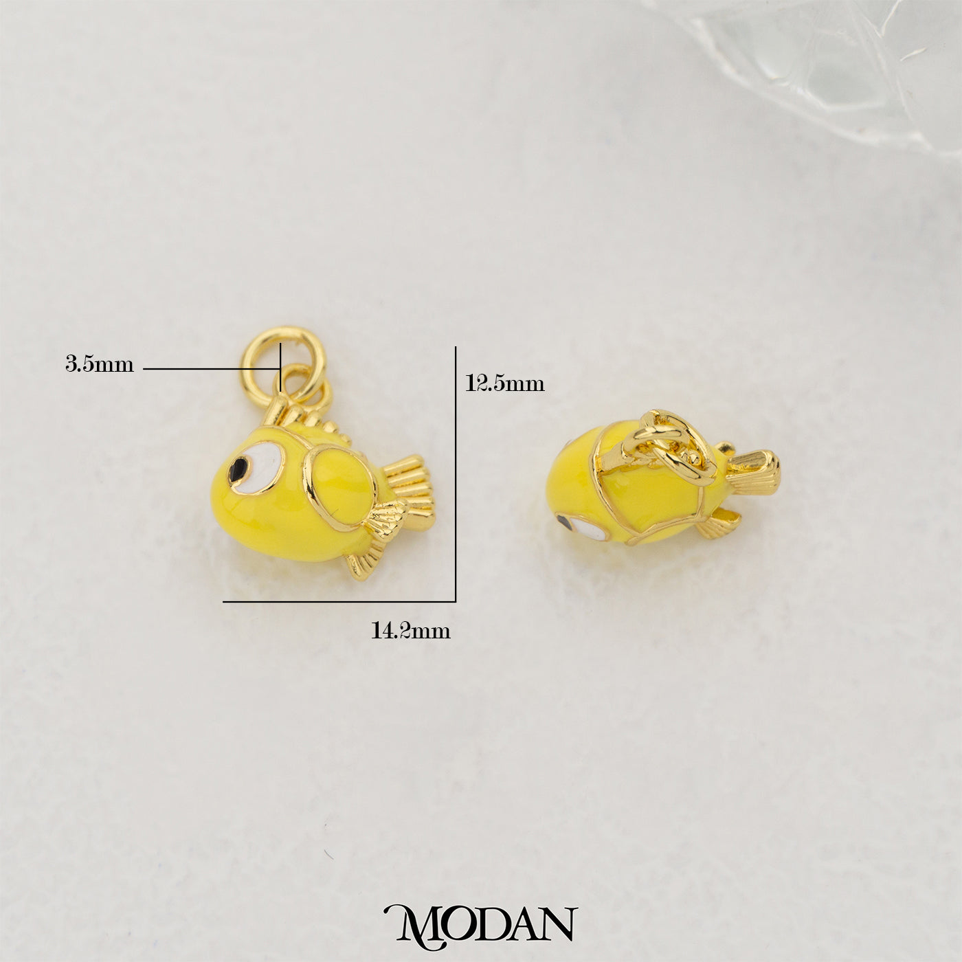 Yellow Fish Enamel DIY Pendant Liontin Ikan Kuning Hypoallergenic Gold Filled
