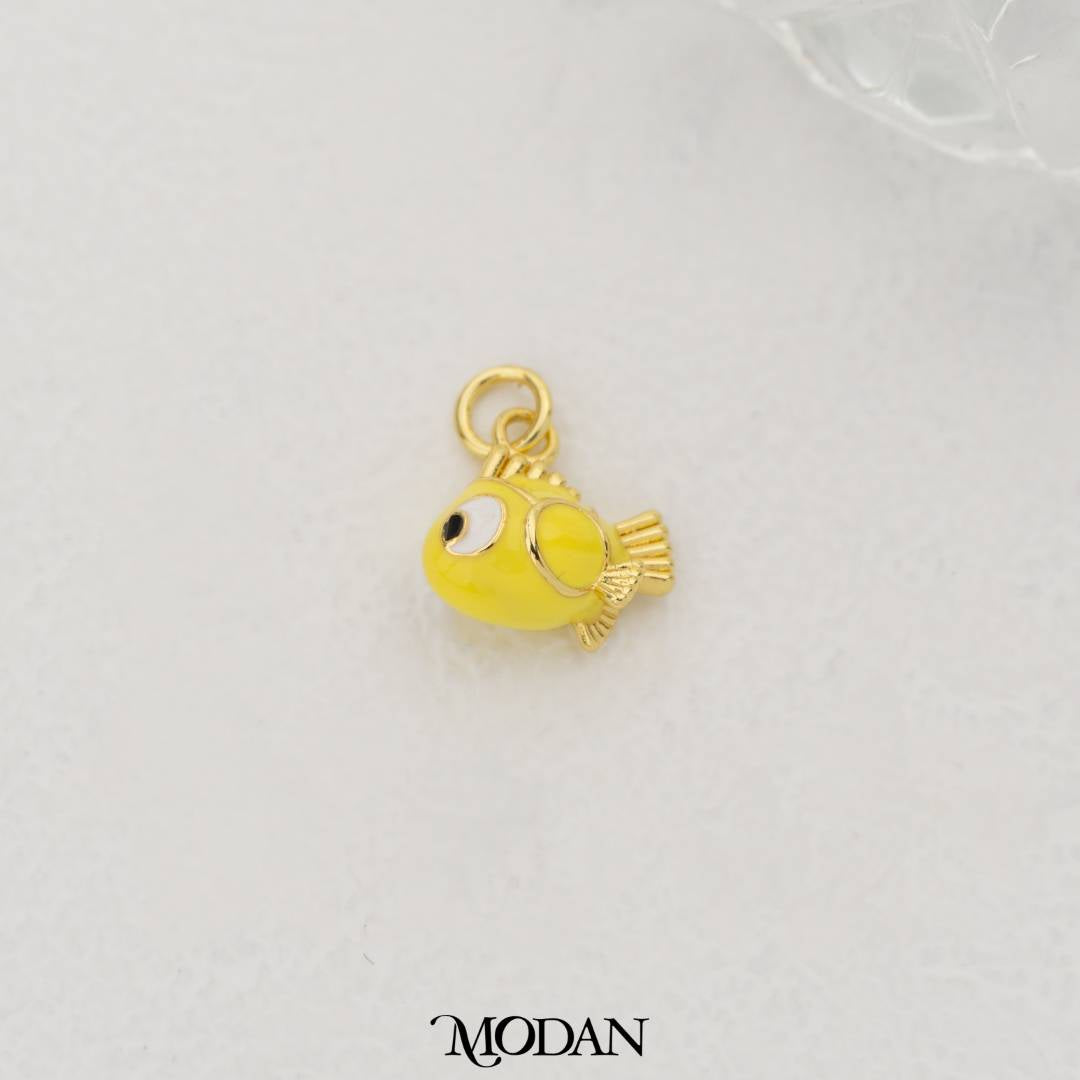 Yellow Fish Enamel DIY Pendant Liontin Ikan Kuning Hypoallergenic Gold Filled