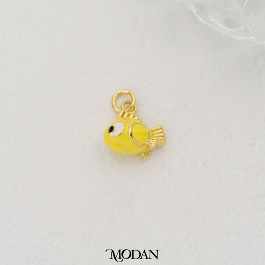 Yellow Fish Enamel DIY Pendant Liontin Ikan Kuning Hypoallergenic Gold Filled