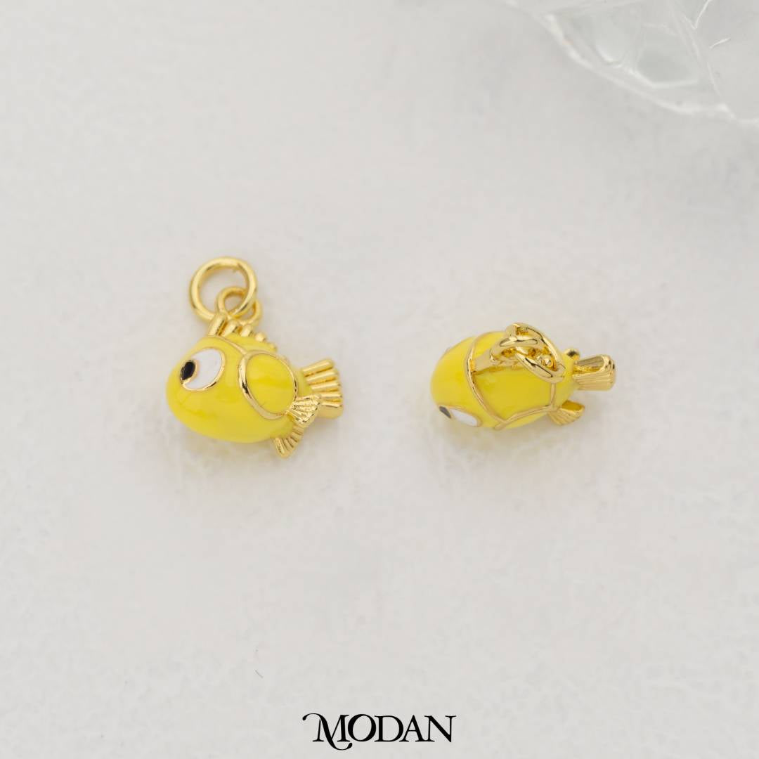 Yellow Fish Enamel DIY Pendant Liontin Ikan Kuning Hypoallergenic Gold Filled