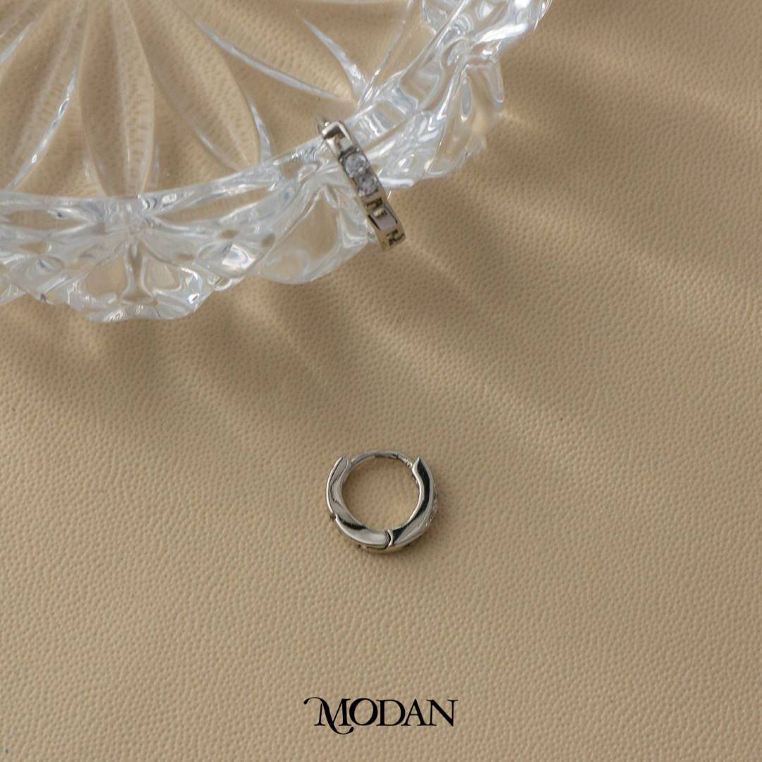 (11mm) Zirconia Simple Hoop Earrings Anting Bulat Simple Hypoallergenic Gold Plated