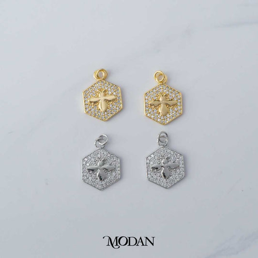 Queen Bee Hexagon DIY Charm Liontin Lebah Hypoallergenic Gold Filled