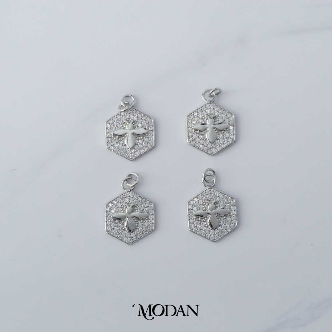 Queen Bee Hexagon DIY Charm Liontin Lebah Hypoallergenic Gold Filled