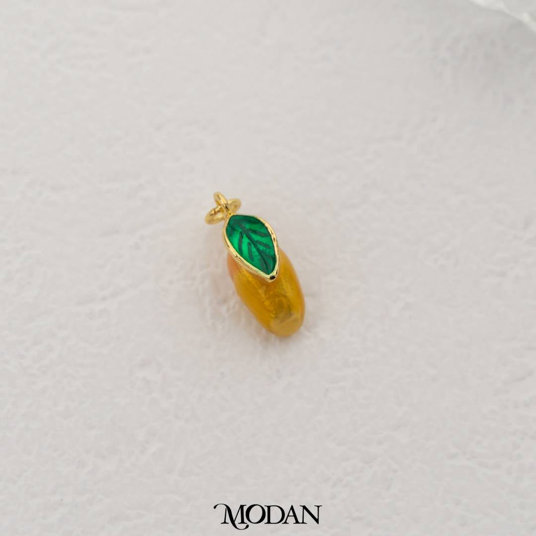 Fresh Mango Enamel Pendant DIY Pendant Liontin Buah Mangga Segar Hypoallergenic Gold Filled