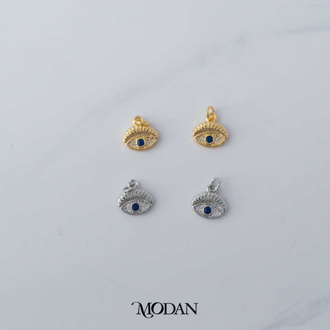 Mini Blue Evil Eye Micro Paved DIY Charm Liontin Mata Iblis Biru Hypoallergenic Gold Filled