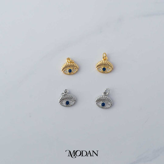 Mini Blue Evil Eye Micro Paved DIY Charm Liontin Mata Iblis Biru Hypoallergenic Gold Filled