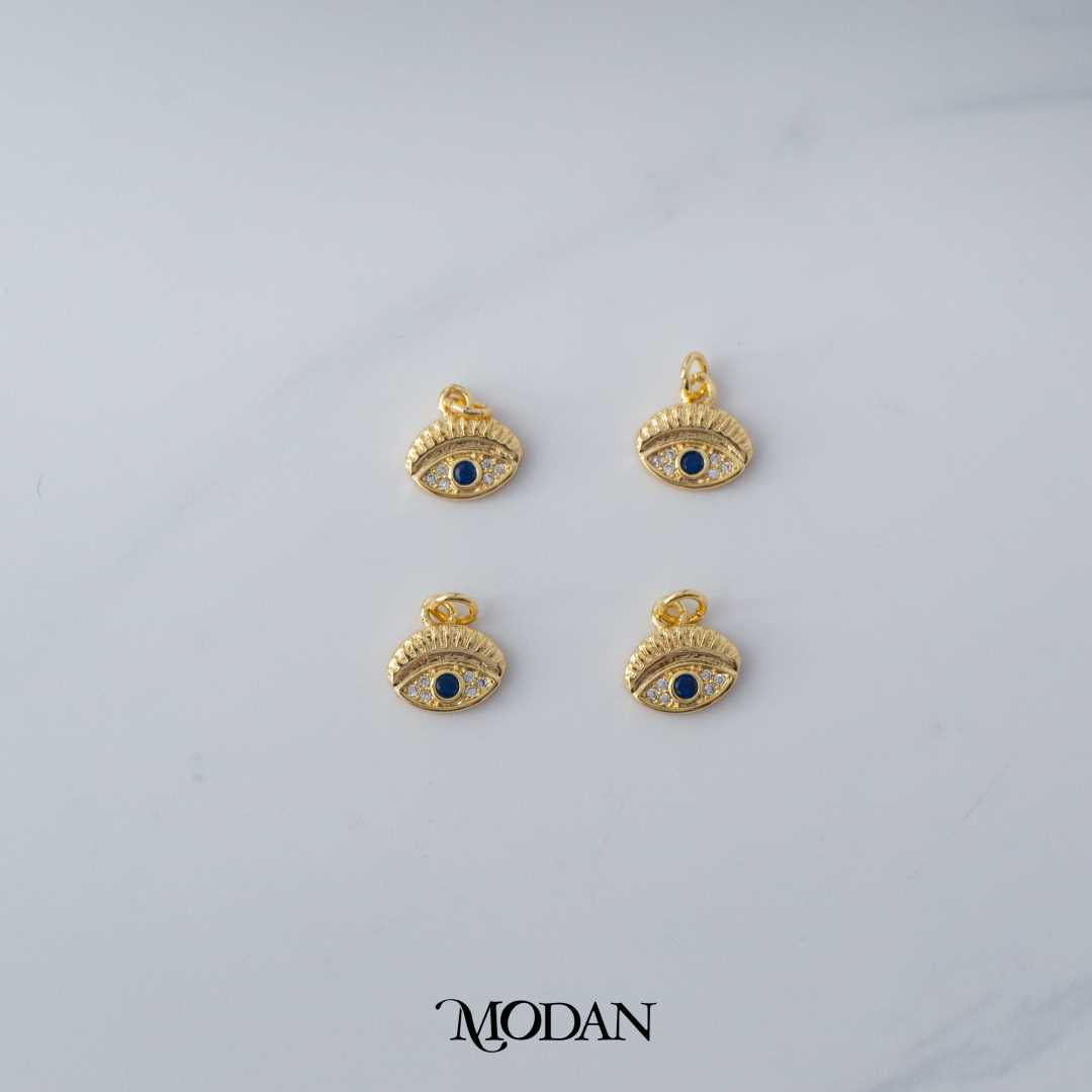 Mini Blue Evil Eye Micro Paved DIY Charm Liontin Mata Iblis Biru Hypoallergenic Gold Filled