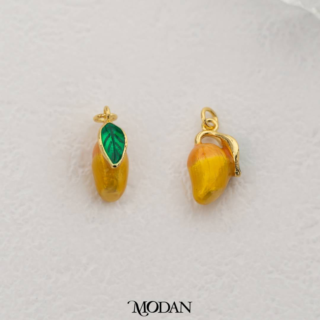 Fresh Mango Enamel Pendant DIY Pendant Liontin Buah Mangga Segar Hypoallergenic Gold Filled