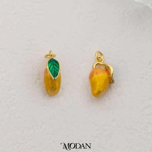 Fresh Mango Enamel Pendant DIY Pendant Liontin Buah Mangga Segar Hypoallergenic Gold Filled