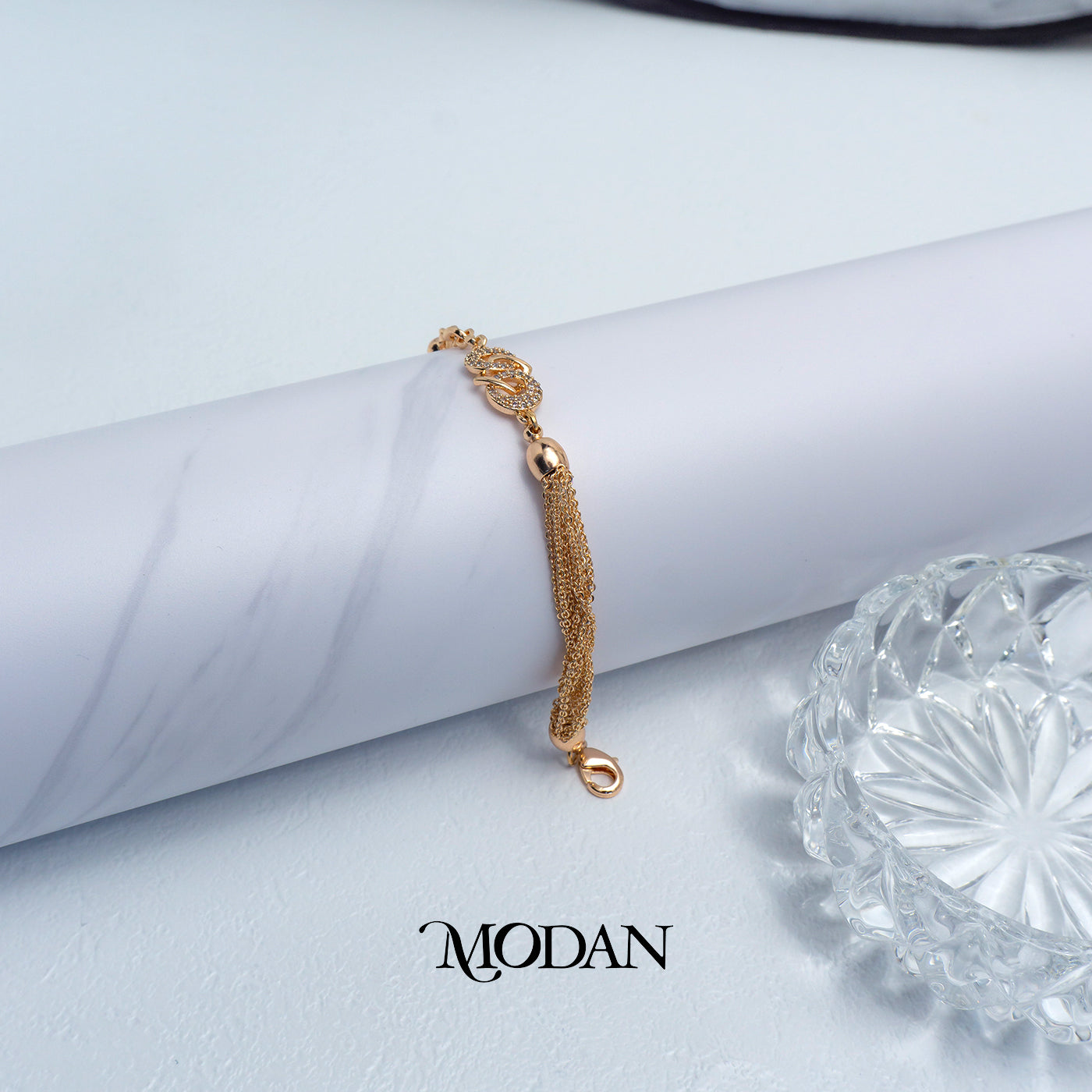 (16.5cm) Titanium Rosegold Geometric Statement Bracelet Gelang Bunga Hypoallergenic Stainless Steel