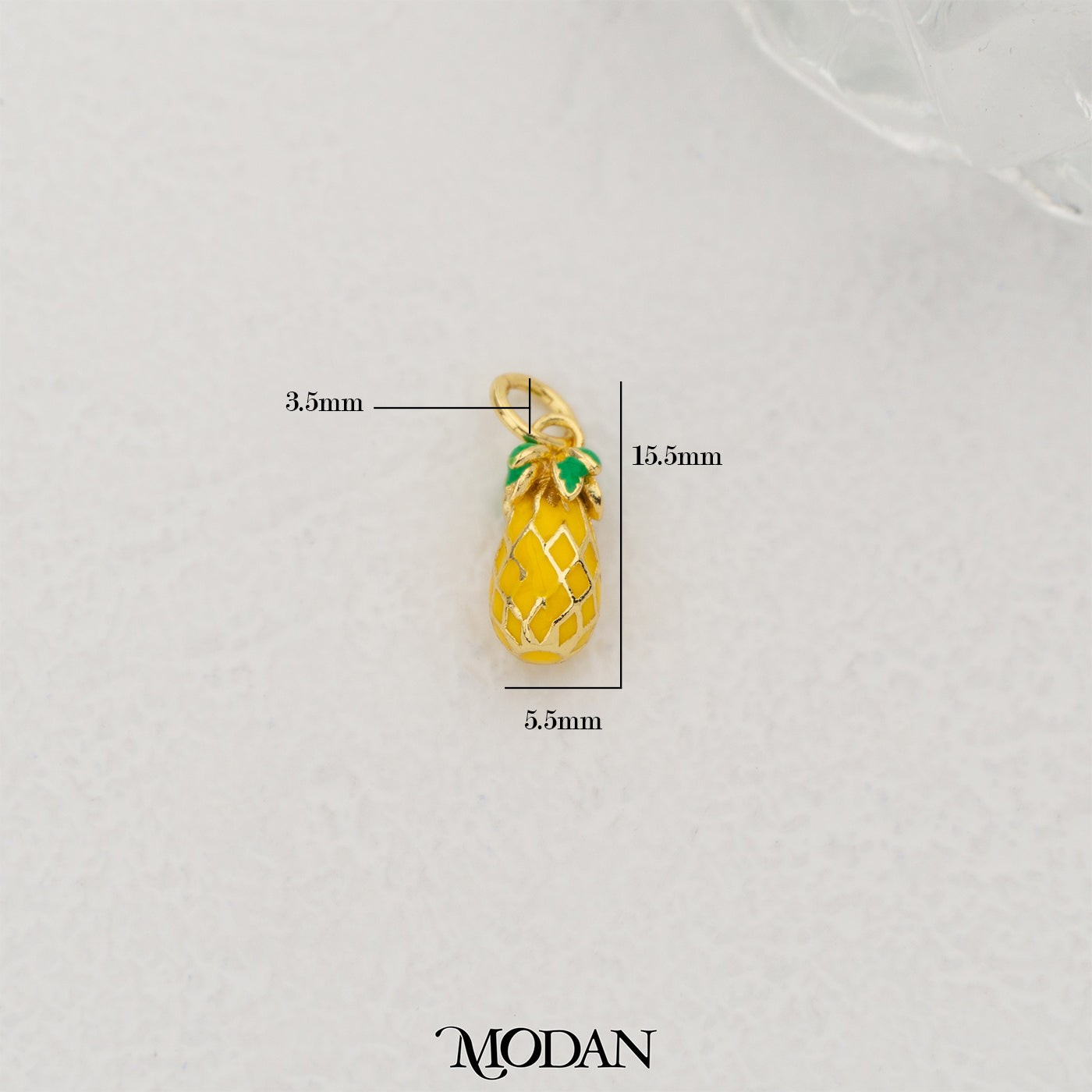 Mini Pineapple Enamel DIY Pendant Liontin Buah Nanas Hypoallergenic Gold Filled