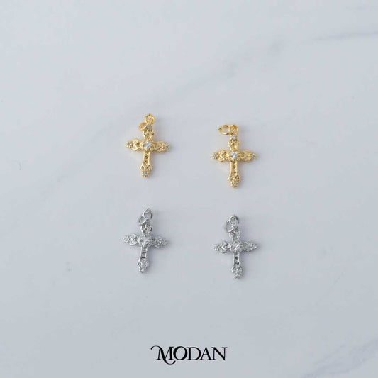 Vintage Textured Religious Cross DIY Charm Liontin  Salib Antik Hypoallergenic Gold Filled