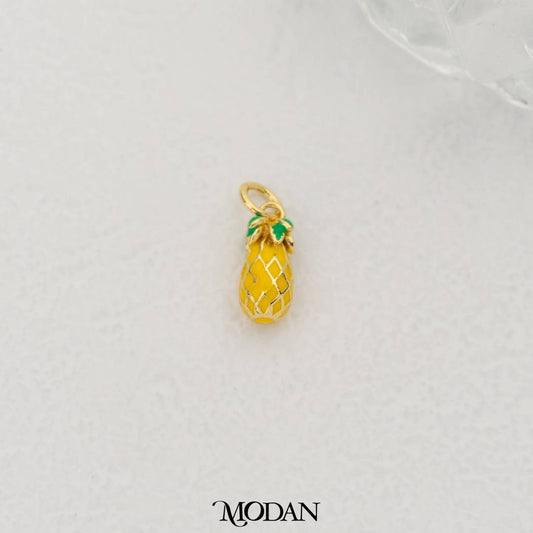 Mini Pineapple Enamel DIY Pendant Liontin Buah Nanas Hypoallergenic Gold Filled