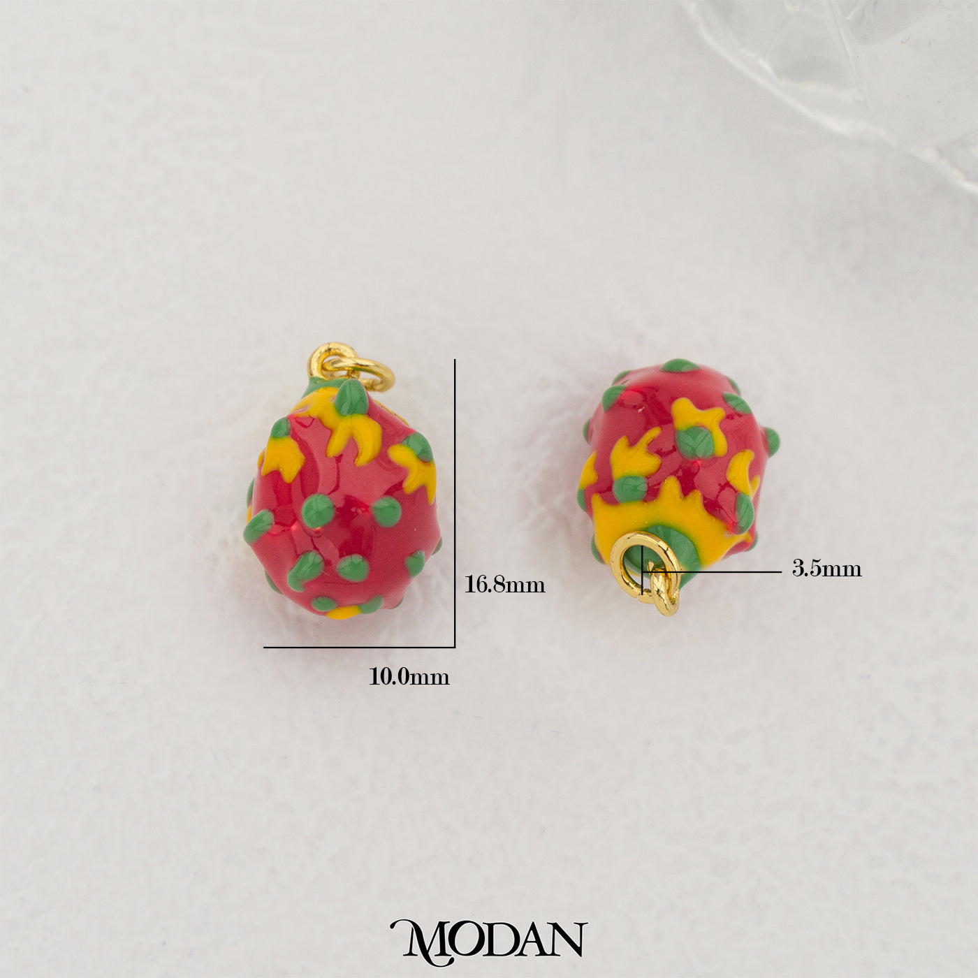 Dragon Fruit Enamel Pendant DIY Pendant Liontin Buah Naga Hypoallergenic Gold Filled
