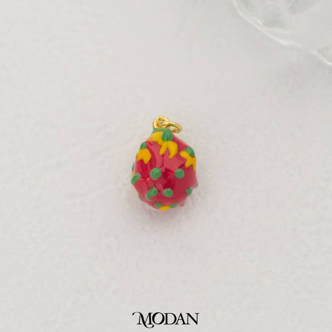Dragon Fruit Enamel Pendant DIY Pendant Liontin Buah Naga Hypoallergenic Gold Filled