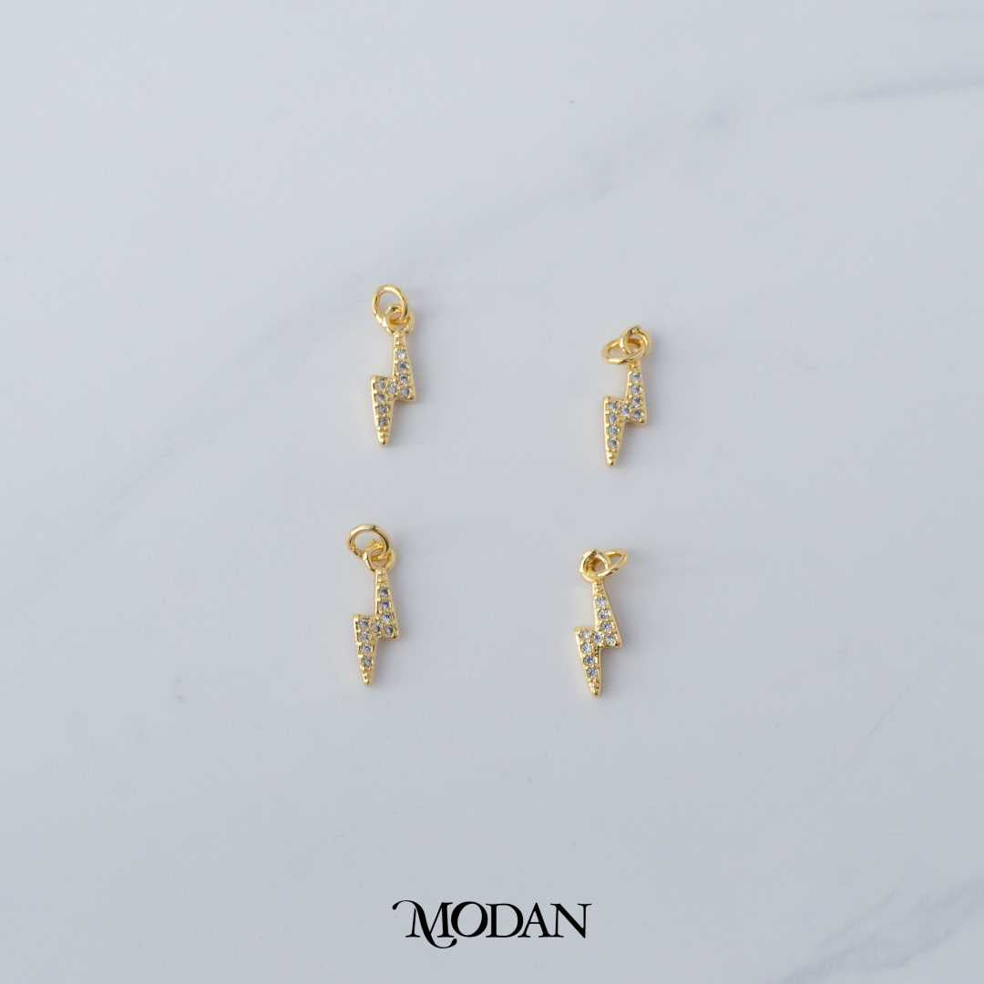 Mini Lightning Bolt Charm DIY Charm Liontin Petir Kecil Hypoallergenic Gold Filled