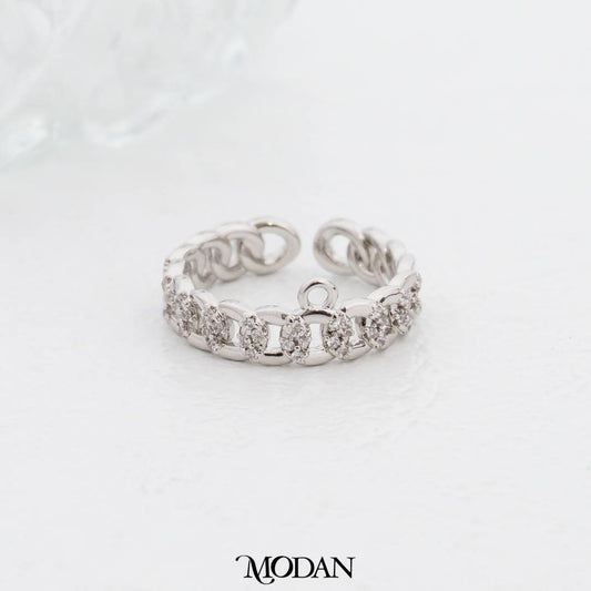 Adjustable Chain Micro Paved CZ DIY Charm Ring Cincin Rantai Hypoallergenic Gold Filled