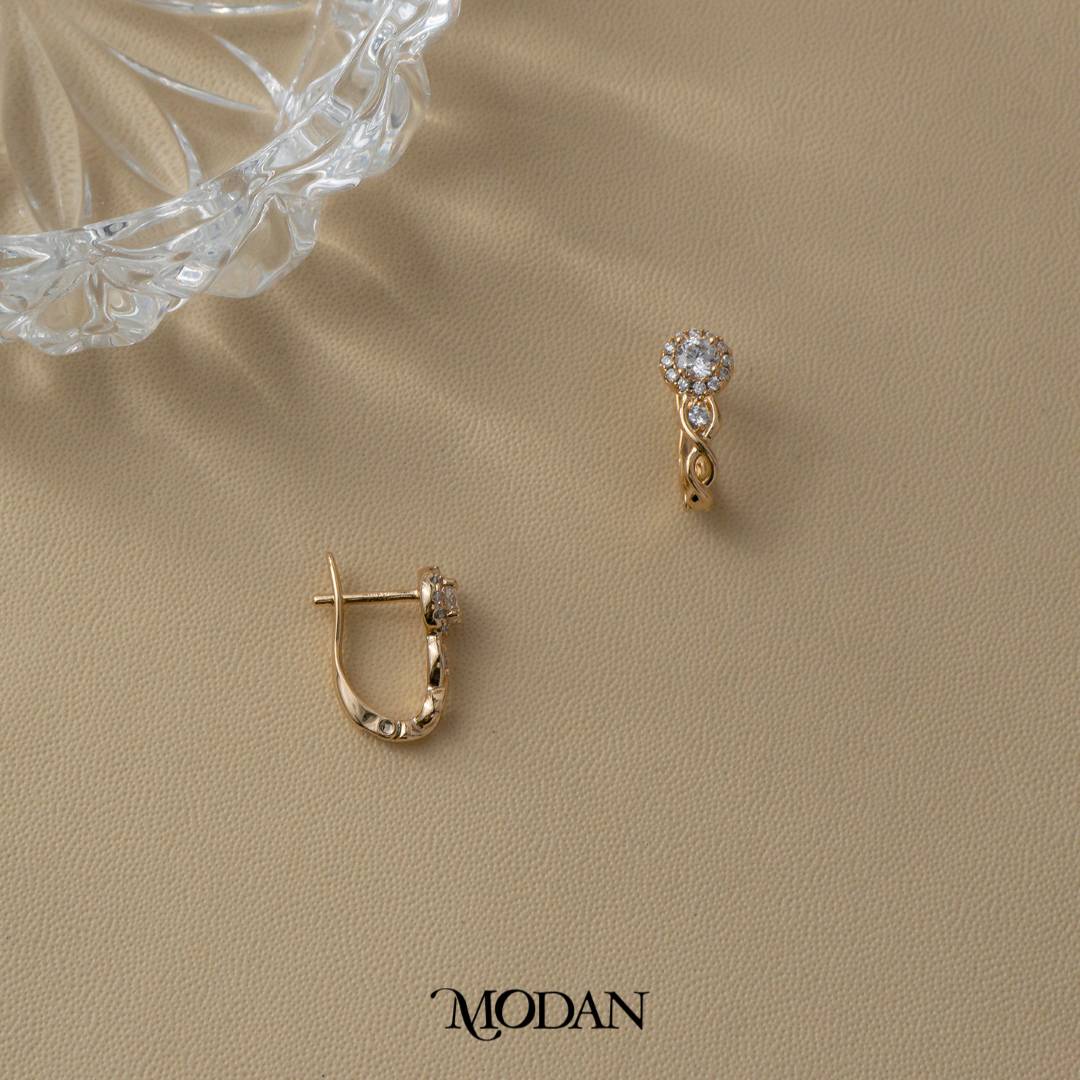 (15mm) Dazzling Rose Gold Unique Shape Hoop Earrings Anting Bentuk Unik Elegan Hypoallergenic Gold Plated
