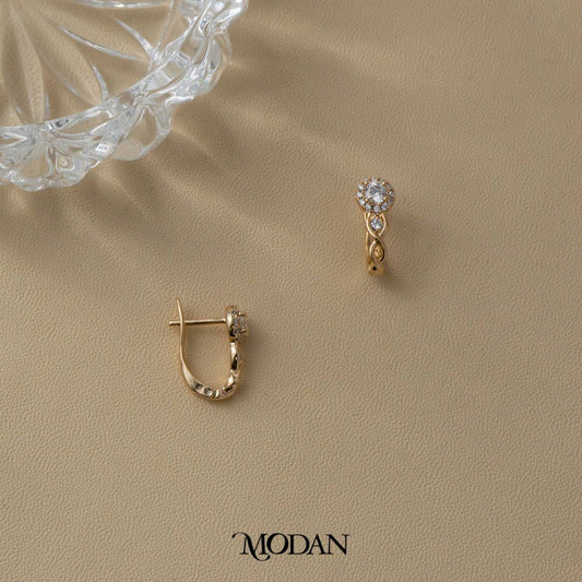 (15mm) Dazzling Rose Gold Unique Shape Hoop Earrings Anting Bentuk Unik Elegan Hypoallergenic Gold Plated