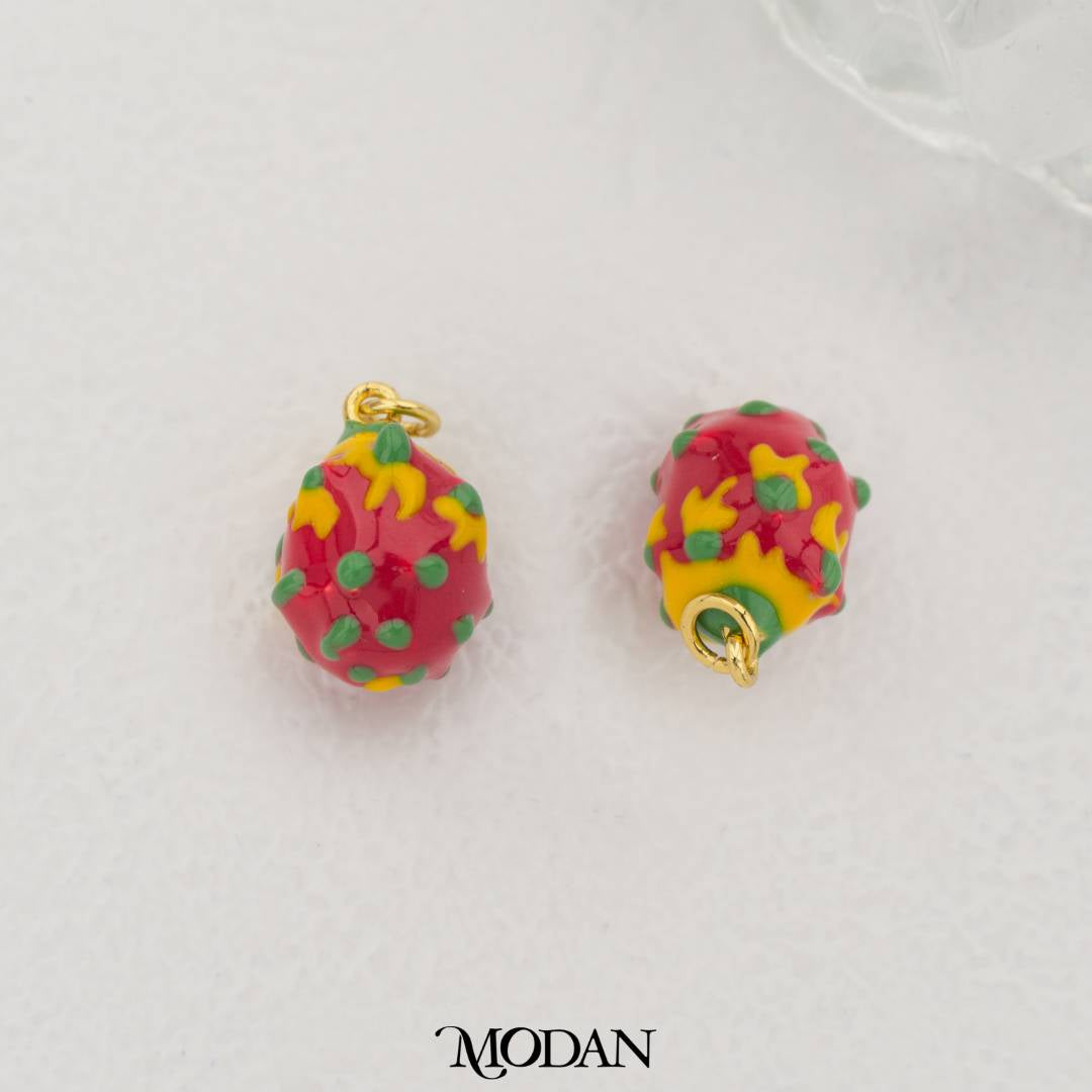 Dragon Fruit Enamel Pendant DIY Pendant Liontin Buah Naga Hypoallergenic Gold Filled
