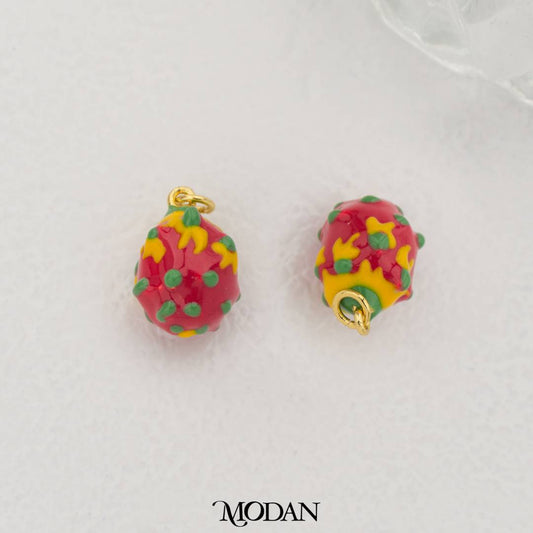 Dragon Fruit Enamel Pendant DIY Pendant Liontin Buah Naga Hypoallergenic Gold Filled