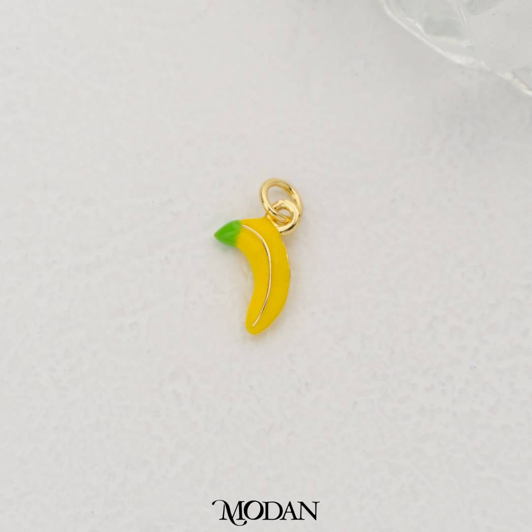 Banana Enamel Pendant DIY Pendant Liontin Buah Pisang Hypoallergenic Gold Filled