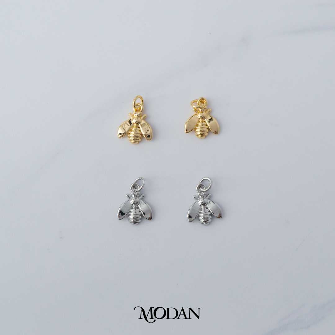 Mini Queen Bee Animal Charm DIY Charm Liontin Lebah Hypoallergenic Gold Filled