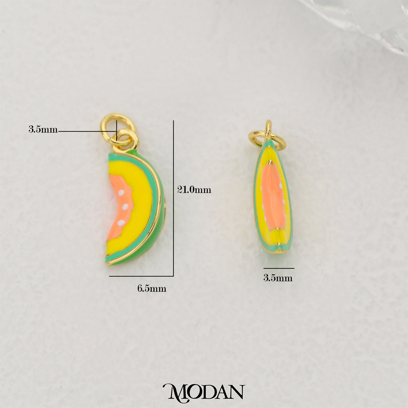 Tropical Fruit Melon Slice Enamel DIY Pendant Liontin Potongan Buah Melon Hypoallergenic Gold Filled