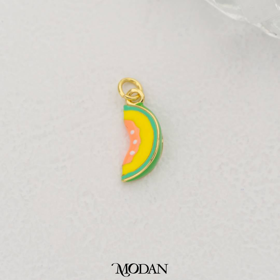 Tropical Fruit Melon Slice Enamel DIY Pendant Liontin Potongan Buah Melon Hypoallergenic Gold Filled