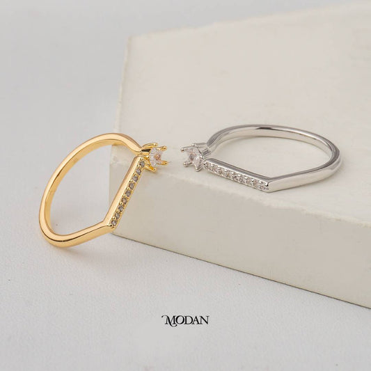 Unique Star Cut Solitaire Adjustable Ring Cincin Bintang Unik Hypoallergenic Gold Plated