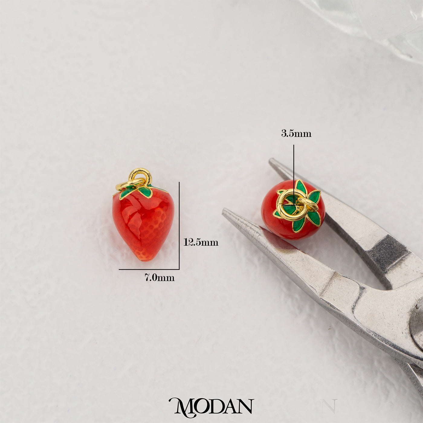 Strawberry Enamel DIY Pendant Liontin Buah Stroberi Hypoallergenic Gold Filled