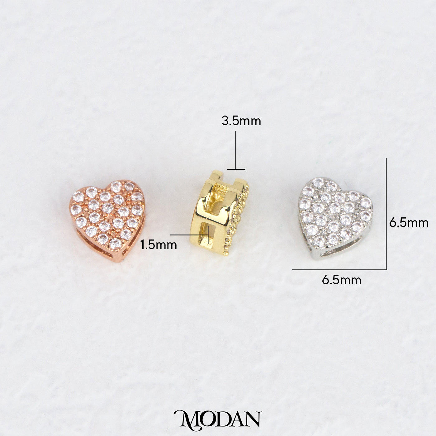 Valentine Mini Heart Love DIY Beads Charm Manik Hati Berkilau Hypoallergenic Gold Filled