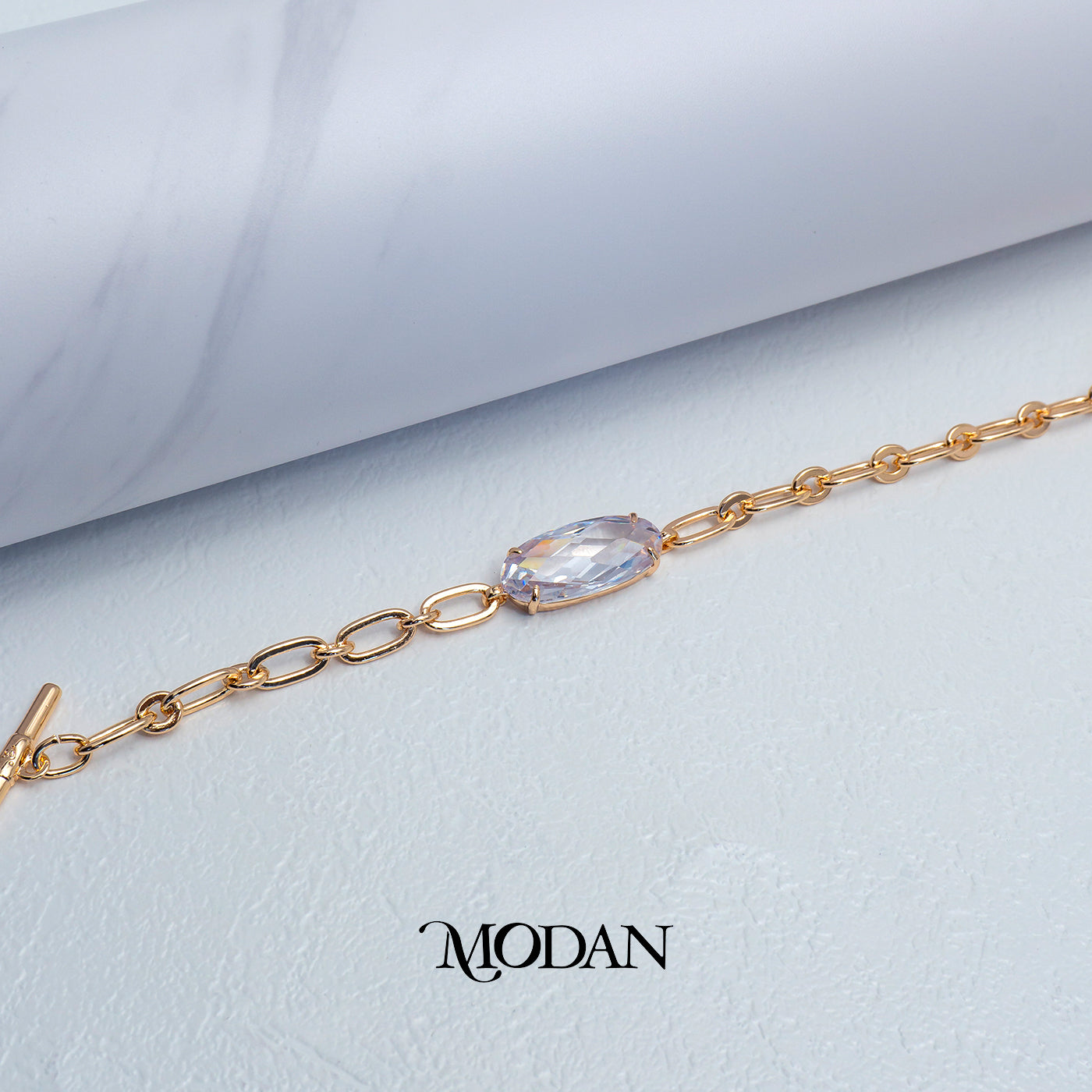 (15.5cm) Titanium Rosegold Bold Oval Statement Bracelet Gelang Hypoallergenic Stainless Steel
