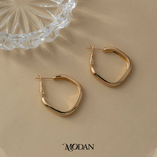 (27mm) Plain Square Rosegold Hoop Earrings Anting Bentuk Persegi Hypoallergenic Gold Plated