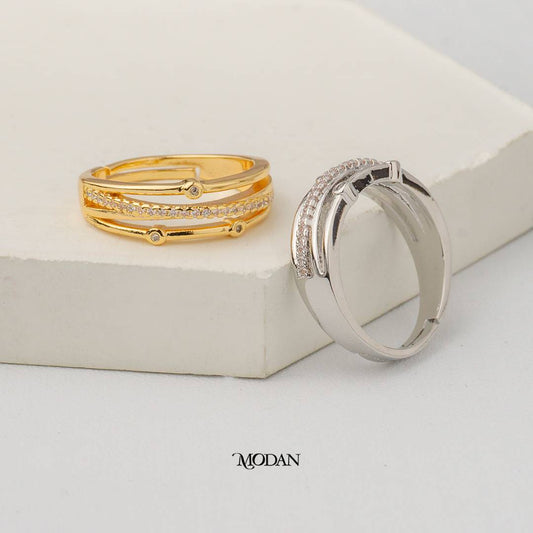 Minimalist Triple Tier Adjustable Ring Cincin 3 Layer Minimalis Hypoallergenic Gold Plated