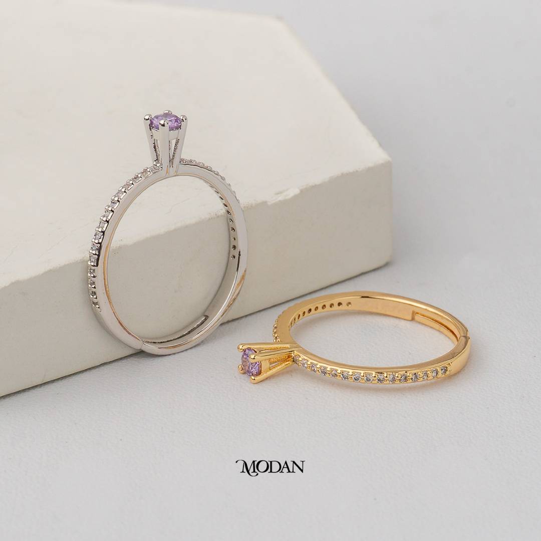 Colorful Dainty Empress Line Adjustable Ring Cincin Minimalis Warna-Warni Hypoallergenic Gold Plated (Copy)