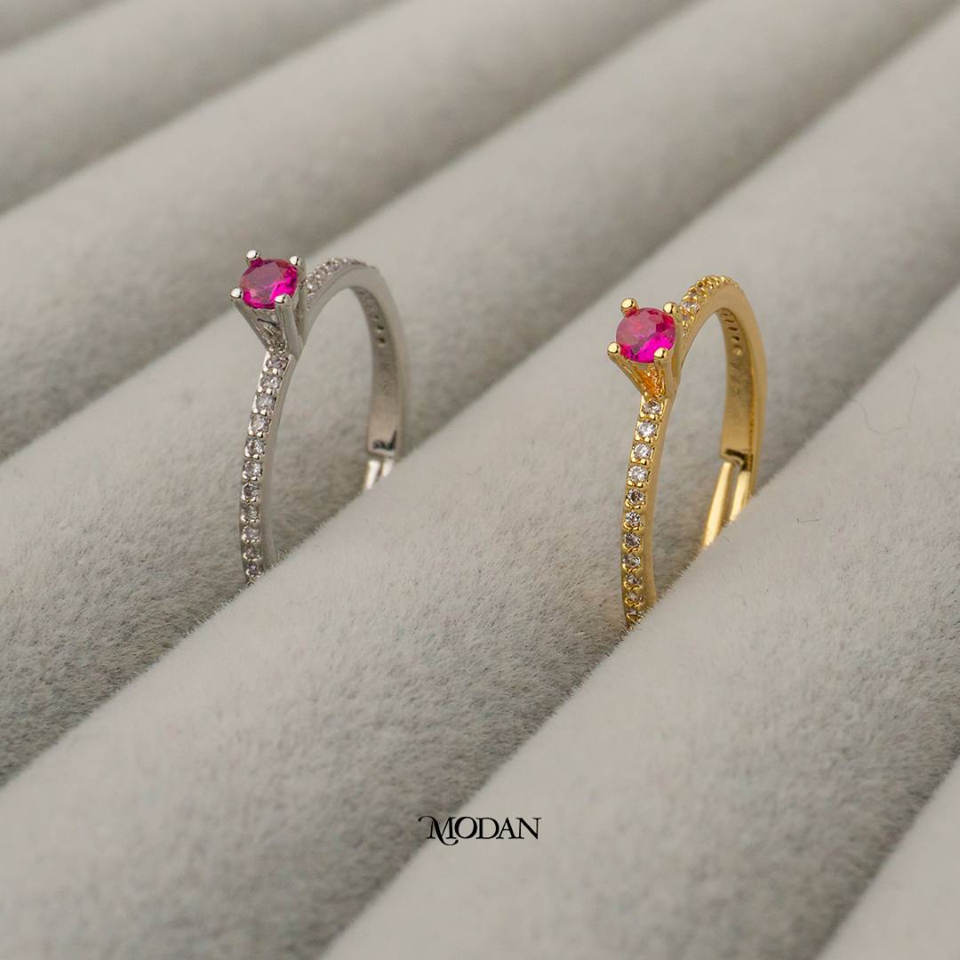 Colorful Dainty Empress Line Adjustable Ring Cincin Minimalis Warna-Warni Hypoallergenic Gold Plated (Copy)